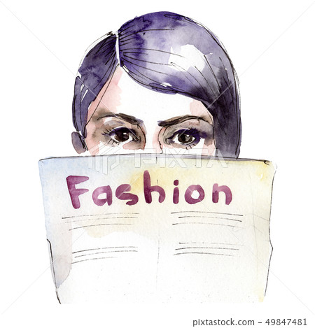 Young woman sketch glamour illustration in a watercolor style isolated element. Watercolour Young woman sketch glamour illustration in a watercolor style isolated element. Watercolour 49847481