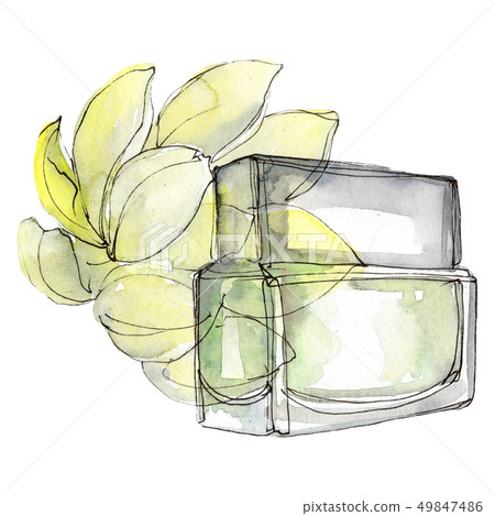 Perfume sketch glamour illustration in a watercolor style isolated element. Watercolour background Perfume sketch glamour illustration in a watercolor style isolated element. Watercolour background 49847486