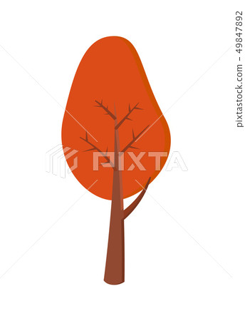 Autumn Tree with Red Foliage Vector Illustration Autumn Tree with Red Foliage Vector Illustration 49847892