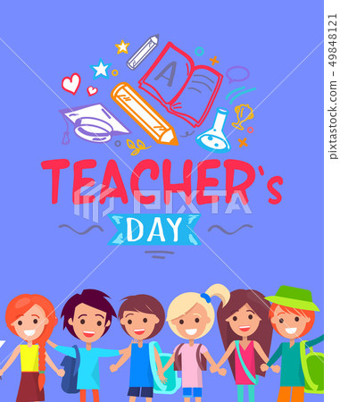 Teachers Day Blue Placard Vector Illustration Teachers Day Blue Placard Vector Illustration 49848121