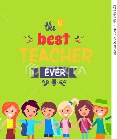 Best Teacher Ever Colorful Congratulation Postcard Best Teacher Ever Colorful Congratulation Postcard 49848122