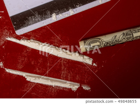 cocaine on a red table cocaine on a red table 49848655