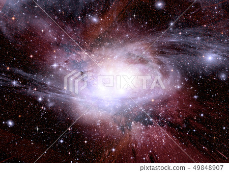 Stars, dust and gas nebula in a far galaxy Stars, dust and gas nebula in a far galaxy 49848907