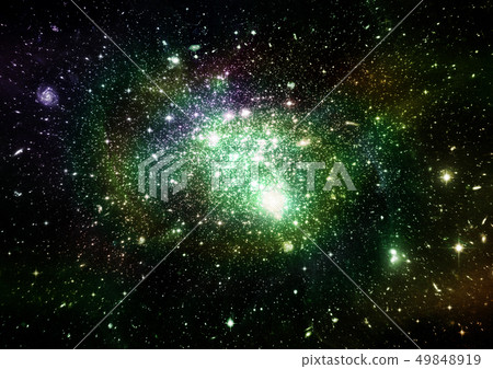 Stars, dust and gas nebula in a far galaxy Stars, dust and gas nebula in a far galaxy 49848919