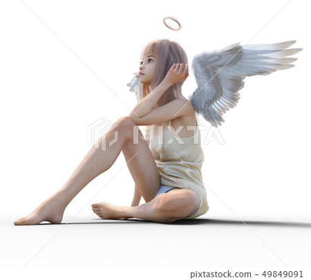 可愛的天使perming3DCG插圖素材 49849091