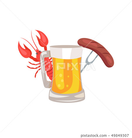 Vector Illustration of Beer, Sausages and Crayfish Vector Illustration of Beer, Sausages and Crayfish 49849307