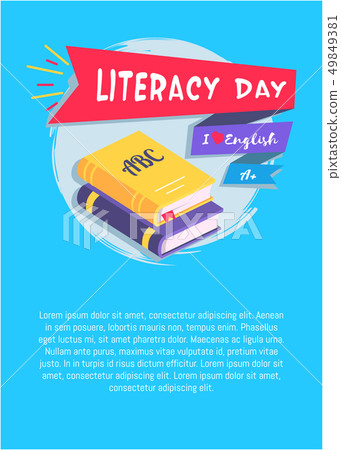 Literacy Day I Love English Poster with Textbooks 49849381