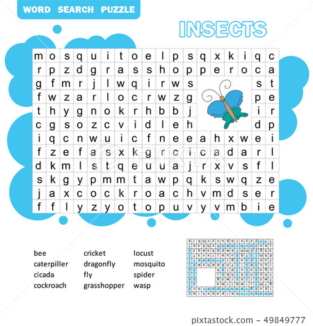 Words puzzle children educational game. Learning vocabulary. 49849777