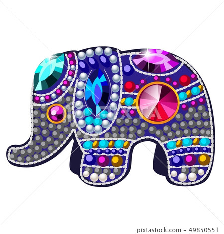 Elephant figurine made of precious stones in the form of a brooch isolated on white background Elephant figurine made of precious stones in the form of a brooch isolated on white background 49850551
