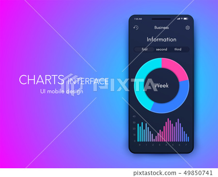 Mobile phone application for analytics. stock vector 49850741