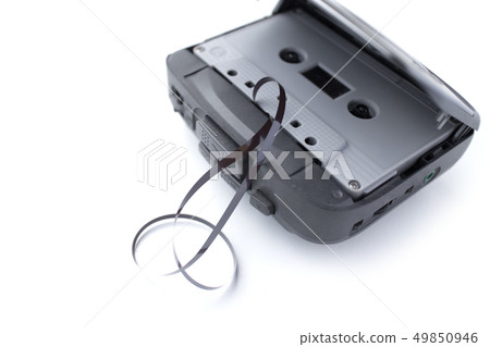 Old cassette player and cassette tape isolated on Old cassette player and cassette tape isolated on 49850946