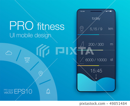 Fitness app. Ui ux design. UI design concept with web elements 49851484