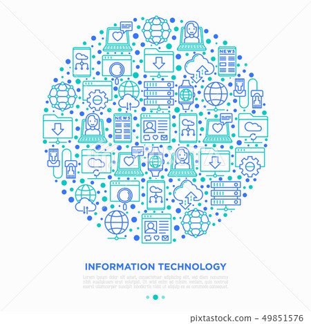 Information technology in circle thin line icons Information technology in circle thin line icons 49851576