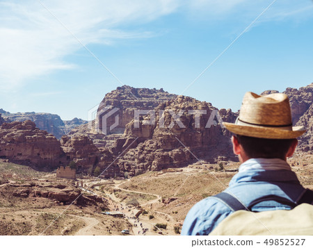 Tourist in a city of Petra in Jordan 49852527