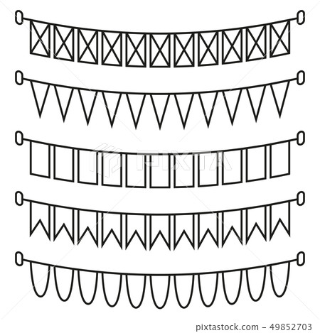 Line art black and white holiday flags. Line art black and white holiday flags. 49852703