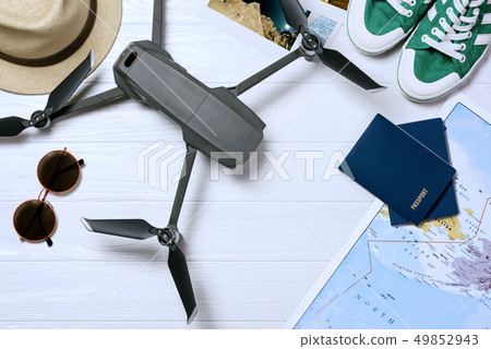 Travel concept background with drone Travel concept background with drone 49852943