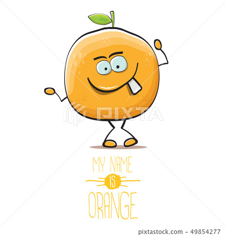 cartoon orange fruit character isolated on white background. My name is orange vector concept 49854277