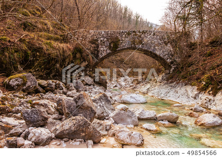 Old Stone Bridge Across Small Stream In The Woods Stock Photo 49854566 Pixta