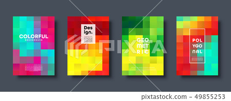 Polygonal abstract background with squares. Colorful gradient design. Low poly geometric rectangle 49855253