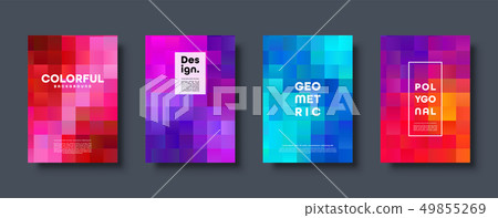 Polygonal abstract background with squares. Colorful gradient design. Low poly geometric rectangle 49855269