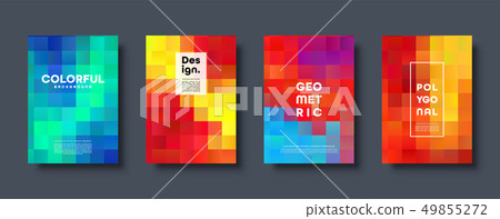 Polygonal abstract background with squares. Colorful gradient design. Low poly geometric rectangle 49855272