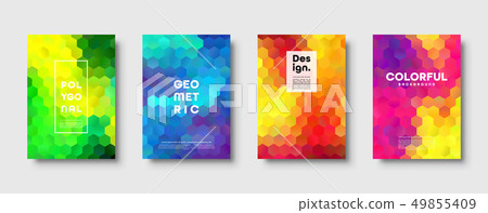 Hexagonal polygonal abstract background. Colorful triangle gradient design. Low poly hexagon shape 49855409