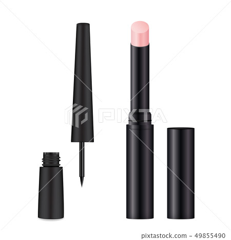 Lip balm, eyeliner set realistic vector Lip balm, eyeliner set realistic vector 49855490