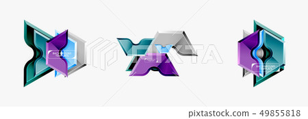 Techno geometric shapes abstract banner design Techno geometric shapes abstract banner design 49855818