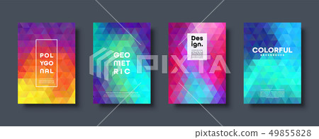 Triangle polygonal abstract background. Colorful gradient design. Low poly shape banner. Vector 49855828