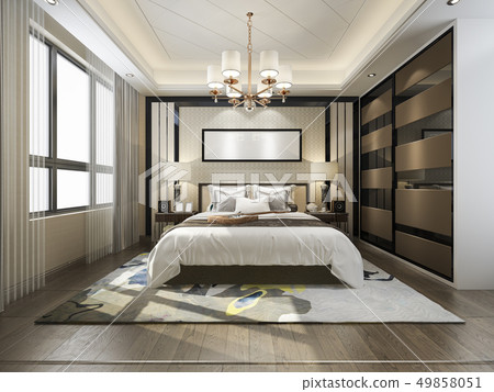 bedroom suite tv with wardrobe and walk in closet 49858051