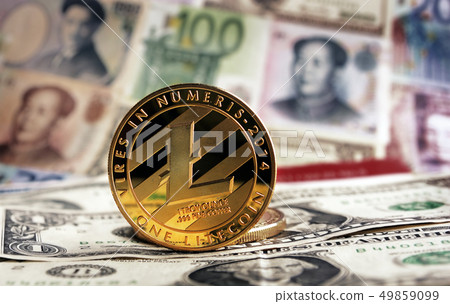 Litecoin  banknotes on background. 49859099