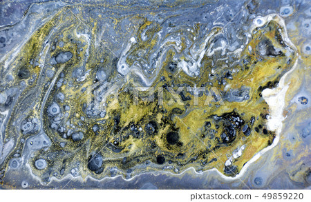 Blue marbling pattern. Golden marble liquid texture. 49859220