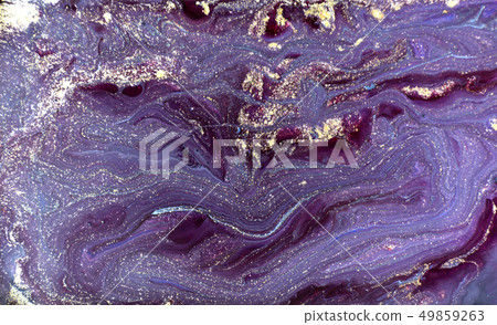 Purple marbling pattern. Golden marble liquid texture. 49859263
