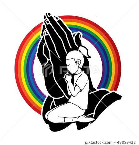 Little Girl prayer, Praise to the Lord vector 49859428