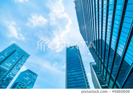 Beautiful architecture office building skyscraper with window glass pattern 49860606