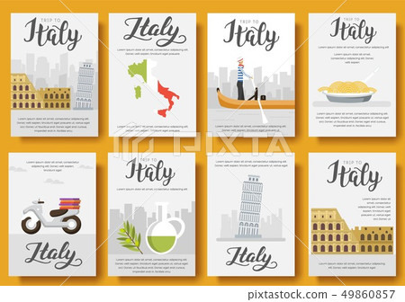 Italy vector brochure cards sticker set Italy vector brochure cards sticker set 49860857