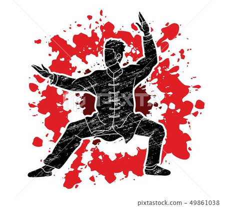 Man Kung Fu pose ready to fight graphic vector 49861038