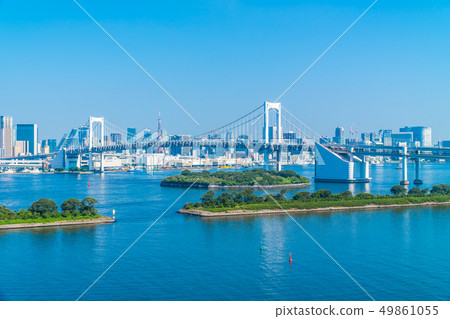 Beautiful architecture building cityscape of tokyo city with rainbow bridge Beautiful architecture building cityscape of tokyo city with rainbow bridge 49861055