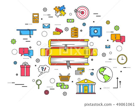 Business circle infographics thin lines template concept. Icons for your product or design, web and Business circle infographics thin lines template concept. Icons for your product or design, web and 49861061
