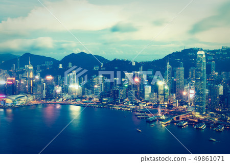 Beautiful architecture building exterior cityscape of hong kong city skyline Beautiful architecture building exterior cityscape of hong kong city skyline 49861071