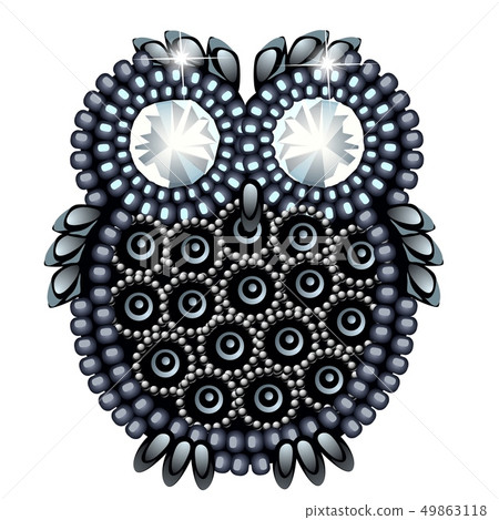 Owl figurine made of precious stones in the form of a brooch isolated on white background. Vector Owl figurine made of precious stones in the form of a brooch isolated on white background. Vector 49863118