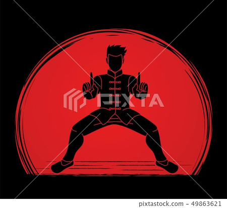 Man Kung Fu action ready to fight graphic vector 49863621