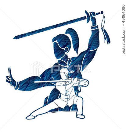 Man and woman Kung Fu fighter, Martial arts  49864080