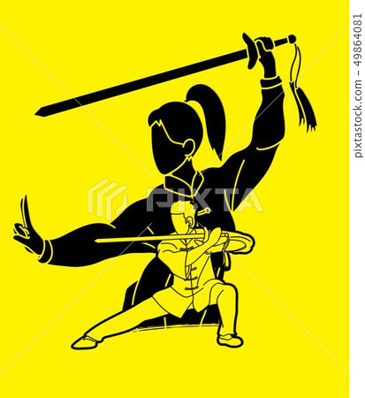 Man and woman Kung Fu fighter, Martial arts Man and woman Kung Fu fighter, Martial arts 49864081