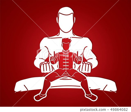 Kung Fu fighter Martial arts action cartoon vector Kung Fu fighter Martial arts action cartoon vector 49864082