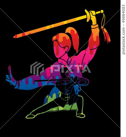 Man and woman Kung Fu fighter, Martial arts Man and woman Kung Fu fighter, Martial arts 49864083