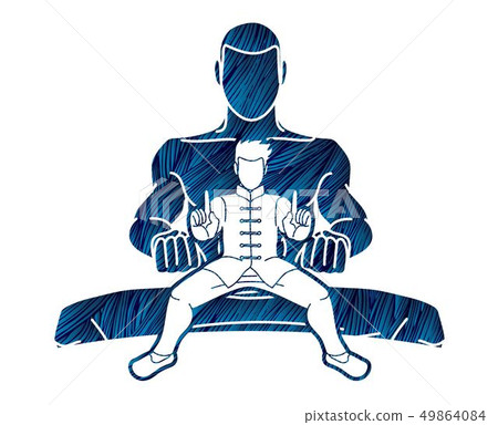 Kung Fu fighter Martial arts action cartoon vector Kung Fu fighter Martial arts action cartoon vector 49864084
