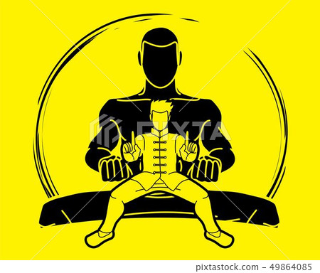 Kung Fu fighter Martial arts action cartoon vector Kung Fu fighter Martial arts action cartoon vector 49864085