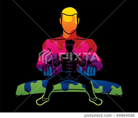 Kung Fu fighter Martial arts action cartoon vector Kung Fu fighter Martial arts action cartoon vector 49864086