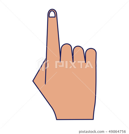 Hand touching something symbol blue lines Hand touching something symbol blue lines 49864756